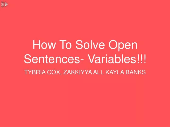 how to solve open sentences variables