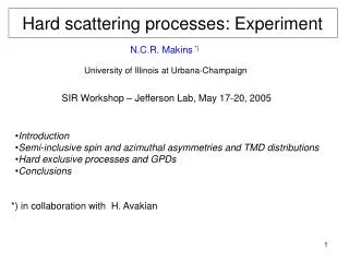 Hard scattering processes: Experiment