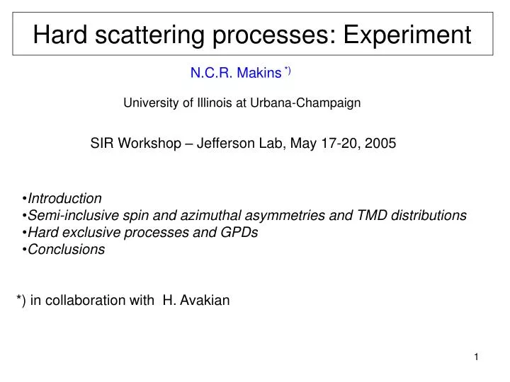 hard scattering processes experiment