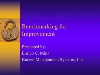 Benchmarking for Improvement
