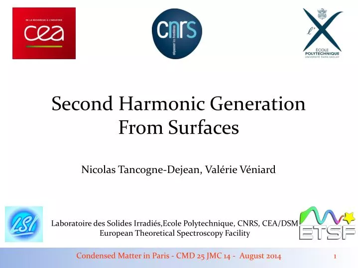 second harmonic generation from surfaces nicolas tancogne dejean val rie v niard