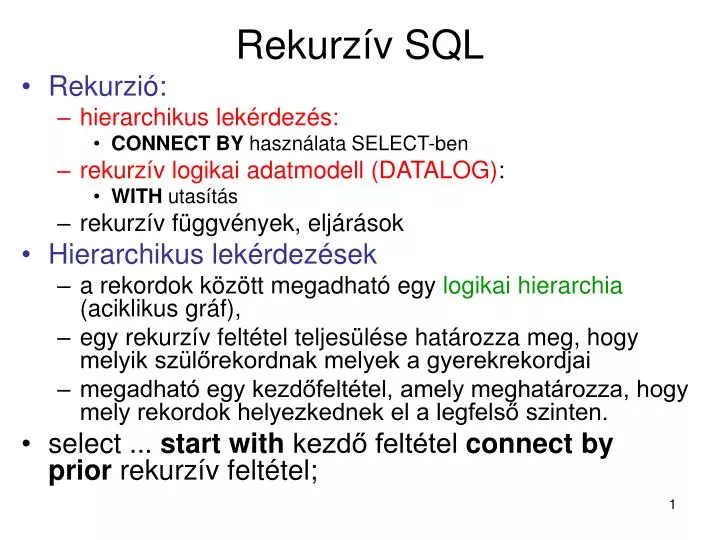 rekurz v sql