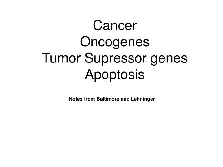 cancer oncogenes tumor supressor genes apoptosis