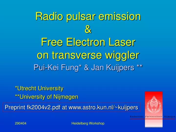 radio pulsar emission free electron laser on transverse wiggler