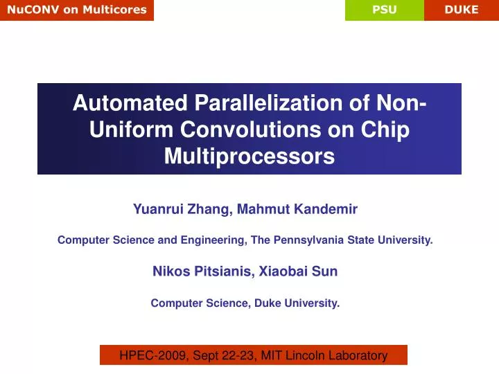 automated parallelization of non uniform convolutions on chip multiprocessors