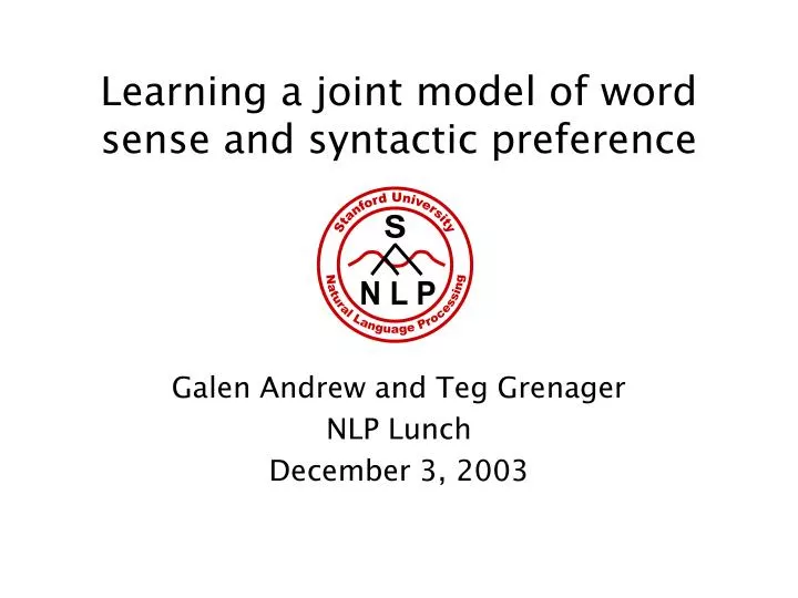 learning a joint model of word sense and syntactic preference