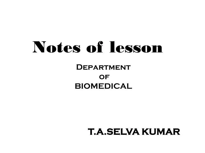 notes of lesson