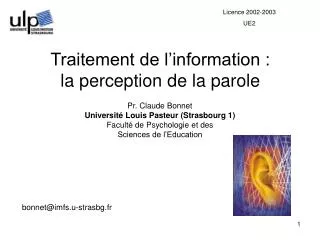 traitement de l information la perception de la parole