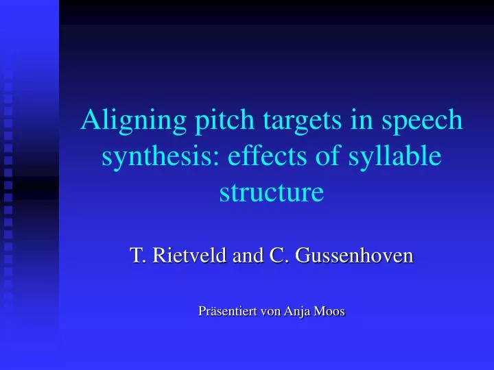 aligning pitch targets in speech synthesis effects of syllable structure
