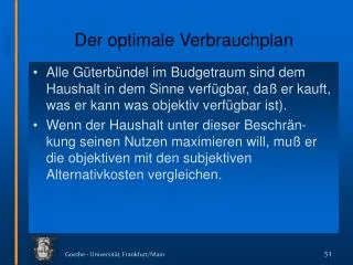 der optimale verbrauchplan