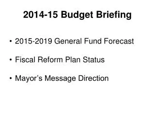 2014-15 Budget Briefing