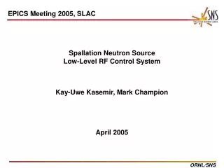 Spallation Neutron Source Low-Level RF Control System