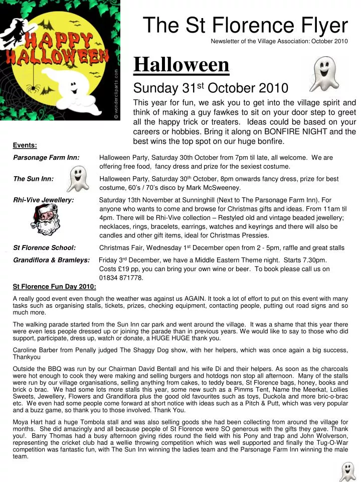 the st florence flyer newsletter of the village association october 2010