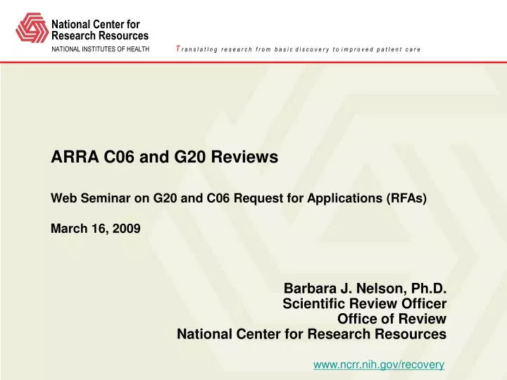 arra c06 and g20 reviews web seminar on g20 and c06 request for applications rfas march 16 2009