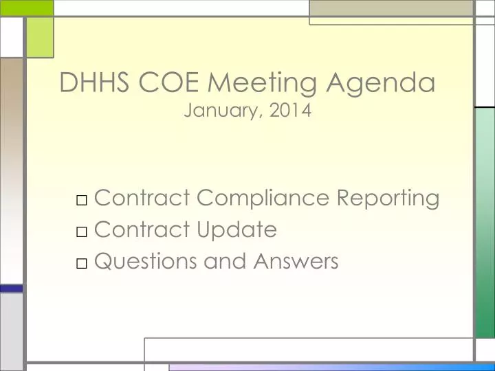 dhhs coe meeting agenda january 2014