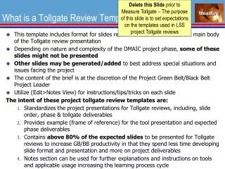 What is a Tollgate Review Template