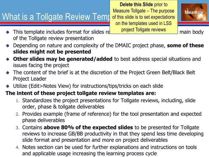 what is a tollgate review template