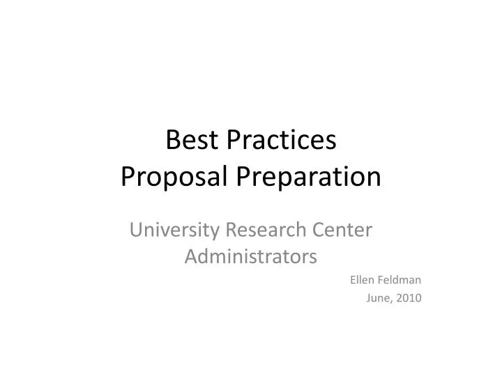best practices proposal preparation