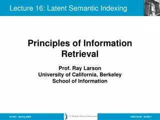 Lecture 16: Latent Semantic Indexing