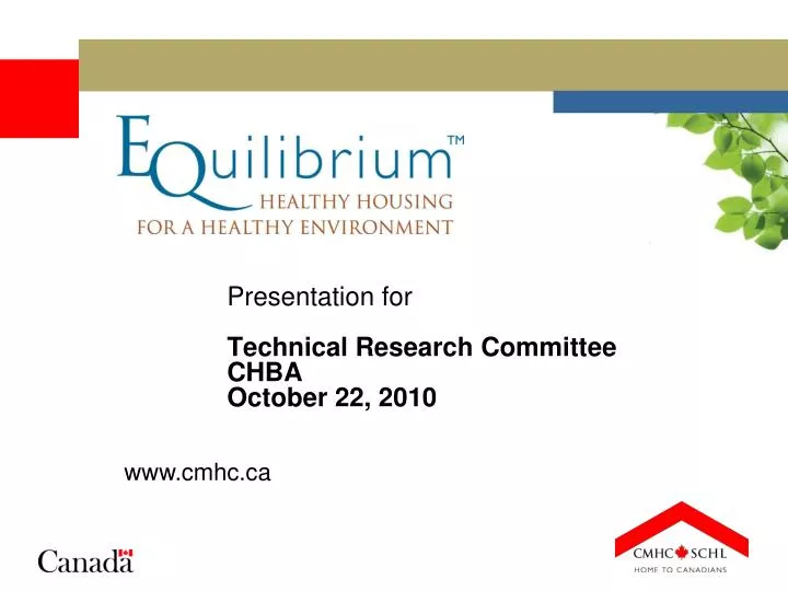 presentation for technical research committee chba october 22 2010