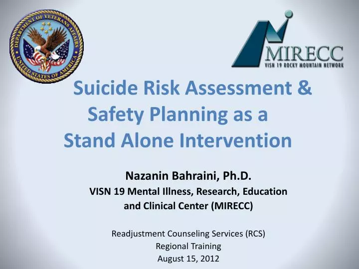 suicide risk assessment safety planning as a stand alone intervention