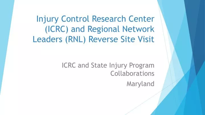 injury control research center icrc and regional network leaders rnl reverse site visit