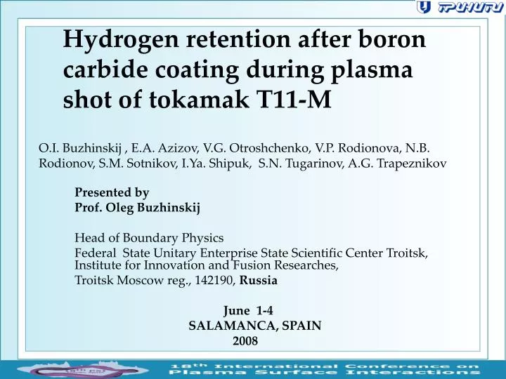 hydrogen retention after boron carbide coating during plasma shot of tokamak 11