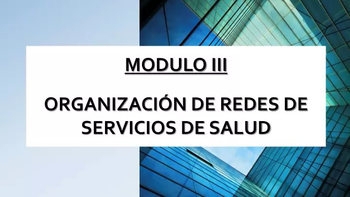 modulo iii organizaci n de redes de servicios de salud