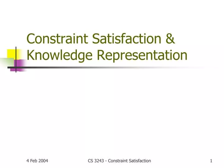 constraint satisfaction knowledge representation
