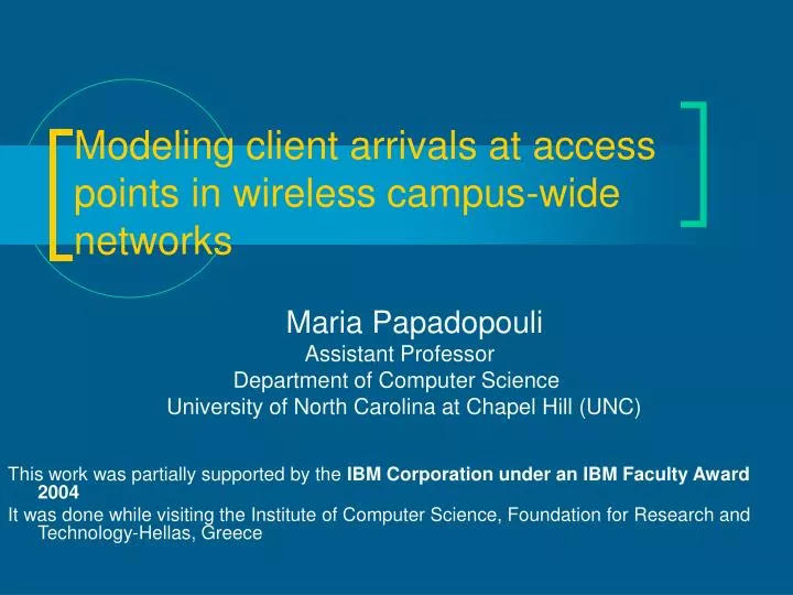 modeling client arrivals at access points in wireless campus wide networks