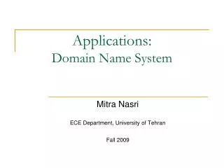 Applications: Domain Name System