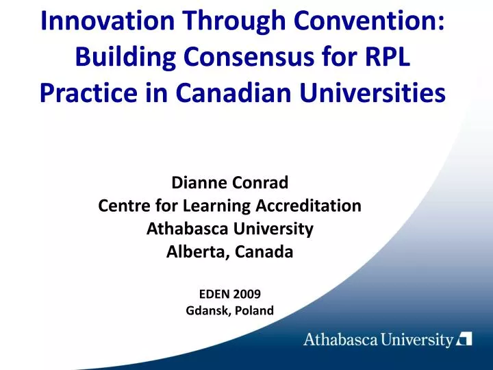 innovation through convention building consensus for rpl practice in canadian universities