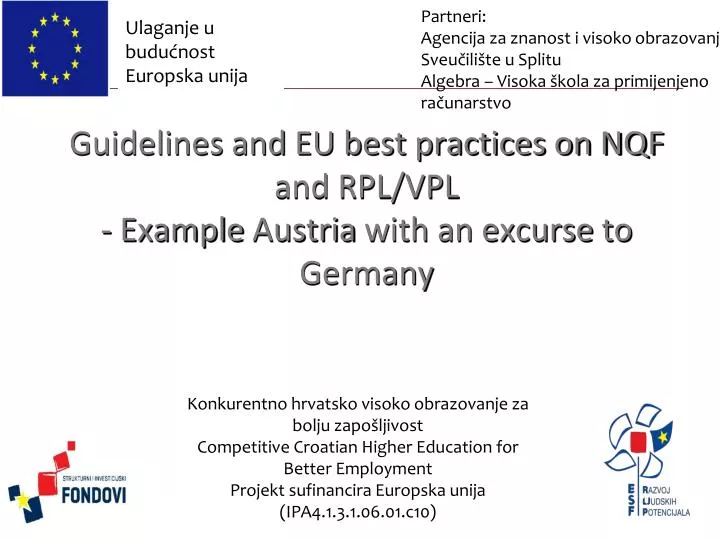guidelines and eu best practices on nqf and rpl vpl example austria with an excurse to germany