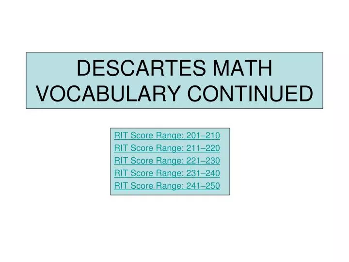 descartes math vocabulary continued