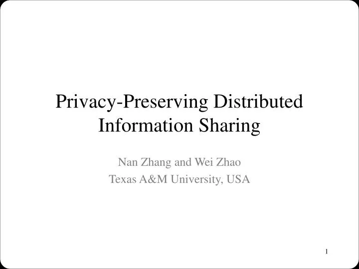 privacy preserving distributed information sharing