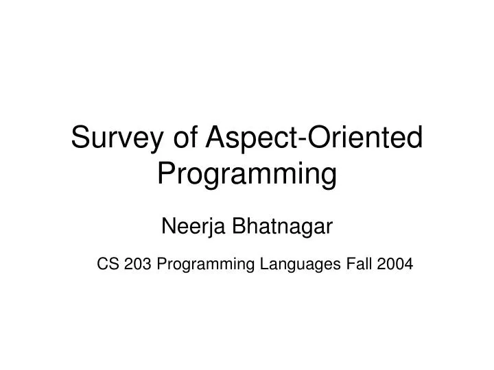 survey of aspect oriented programming