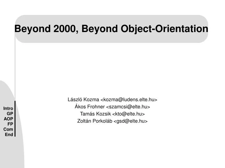 beyond 2000 beyond object orientation