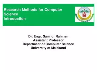 Research Methods for Computer Science Introduction