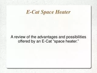 E-Cat Space Heater