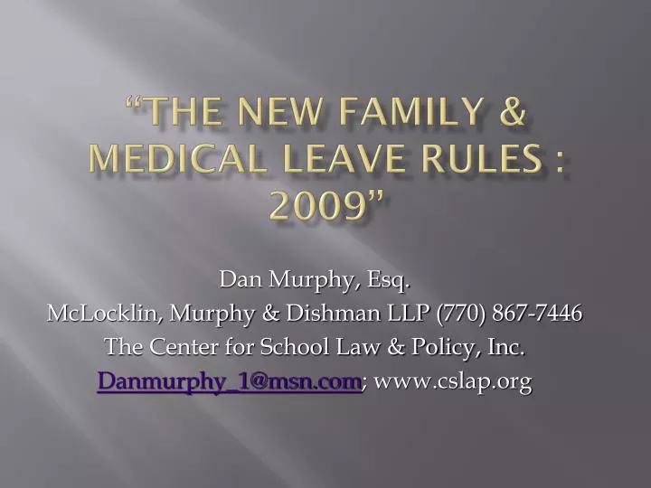 the new family medical leave rules 2009