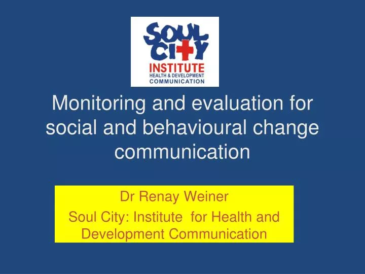 monitoring and evaluation for social and behavioural change communication