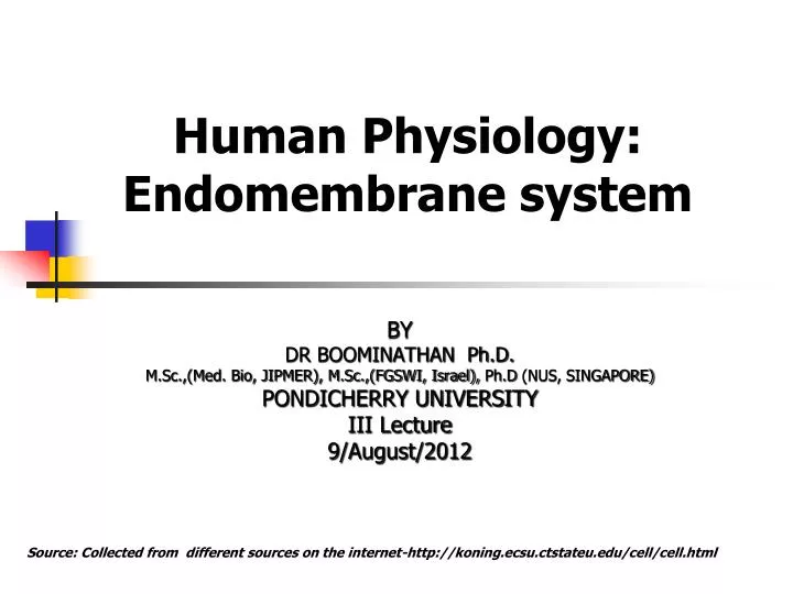 human physiology endomembrane system