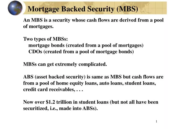 mortgage backed security mbs
