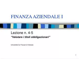 FINANZA AZIENDALE I