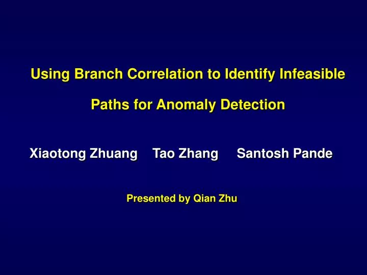 using branch correlation to identify infeasible paths for anomaly detection