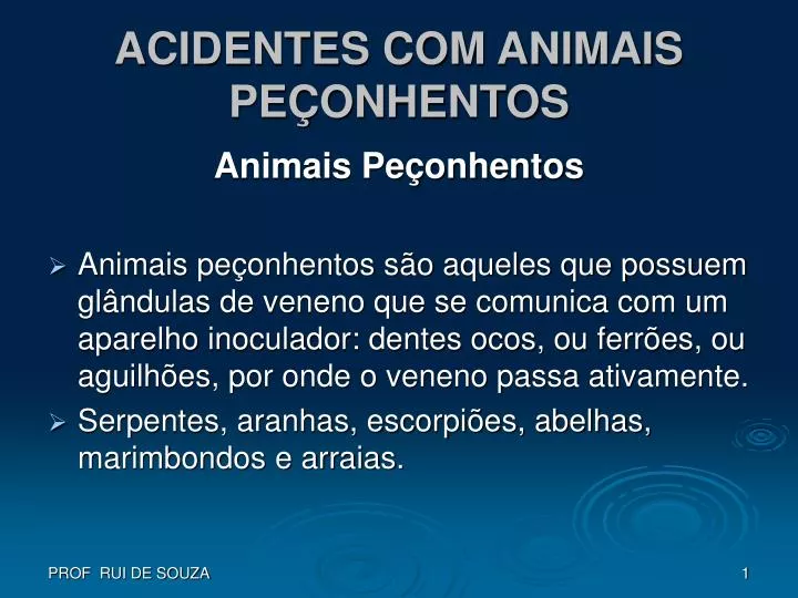 acidentes com animais pe onhentos