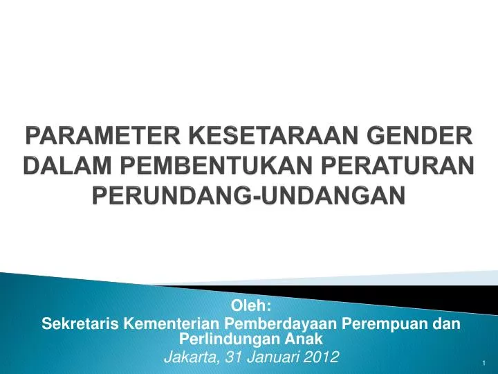 parameter kesetaraan gender dalam pembentukan peraturan perundang undangan