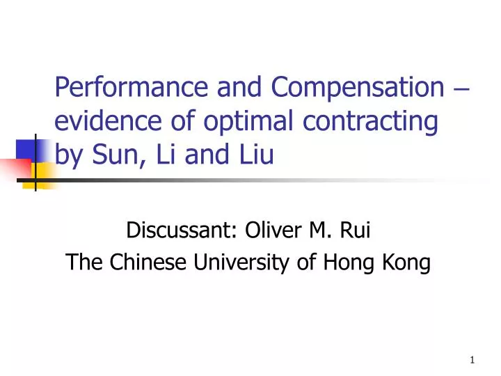 performance and compensation evidence of optimal contracting by sun li and liu