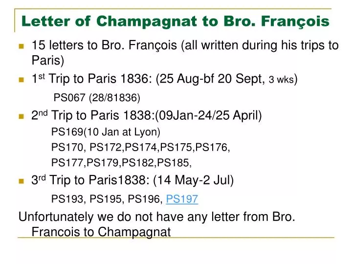 letter of champagnat to bro fran ois