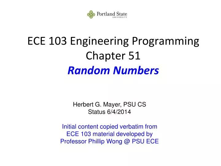 ece 103 engineering programming chapter 51 random numbers